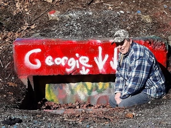 paranormal investigator Shawn Harris at the Graffiti Highway in Pennsylvania